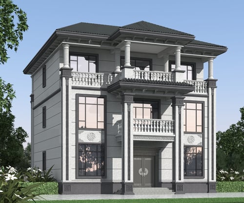 Chinese Style Luxury Villa Exterior Building 3D model
