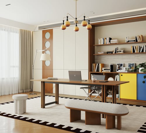 Modern Mid-century Bauhaus Study Room Interior 3D model