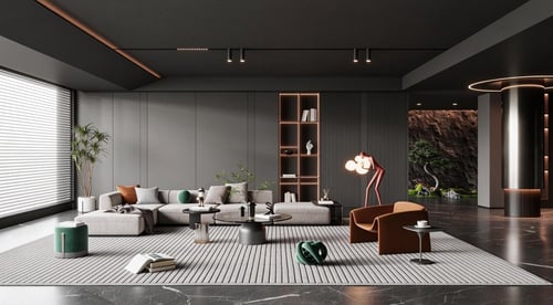 Modern Luxury Minimalist Living Room Interior with Sofa Set 3D model
