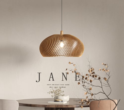 Wabi Sabi Mid Century Wooden Pendant Ceiling Lamp 3D model