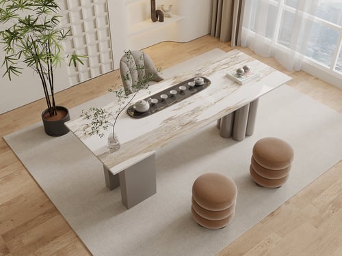 Modern Minimalist Marble Top Tea Table Room Set 3D model
