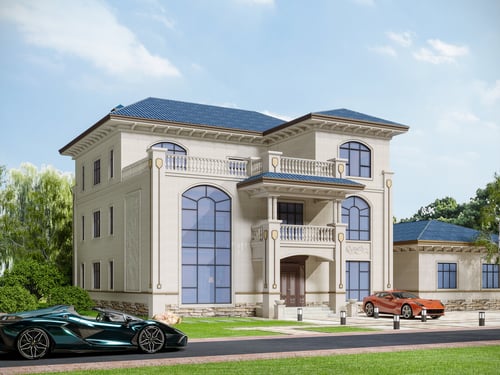 Neoclassical Luxury Villa Exterior Scene 3D model
