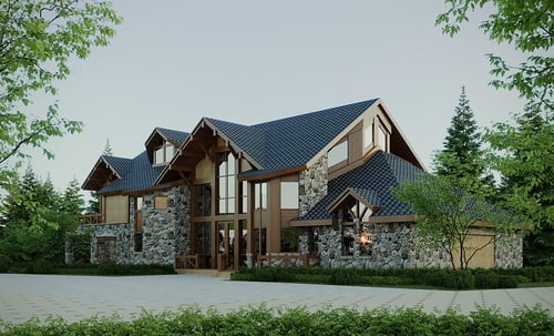 Rustic Chalet Style Villa Exterior Residence Building 3D model