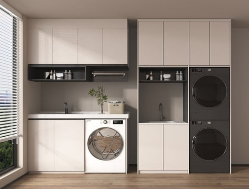 Modern Laundry Cabinet with Washing Machine and Dryer 3D model