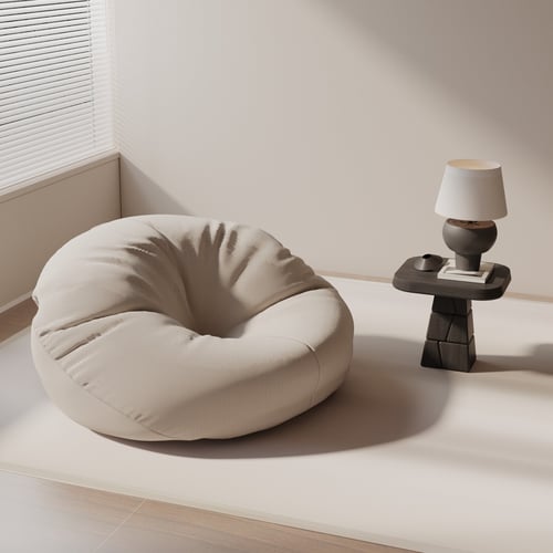 Modern Fabric Bean Bag Armchair with Side Table and Table Lamp 3D model