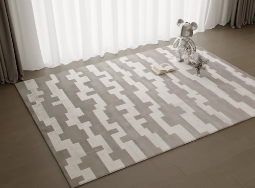 Modern Geometric Pattern Gray Beige Carpet 3D model