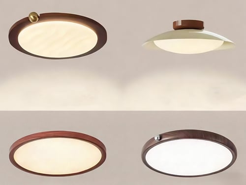 Modern Minimalist Round Wooden Ceiling Lamp Set 3D model