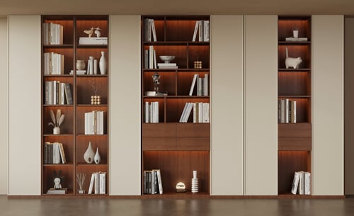 Mid Century Style Built-in Walnut Book Display Cabinet 3D model