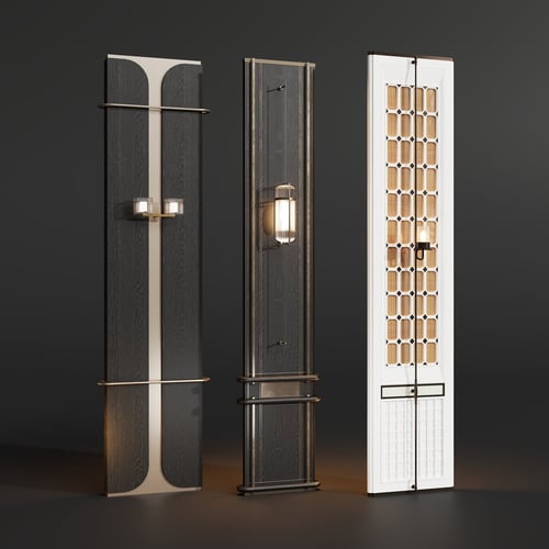 Luxury Hotel Decorative Partition Set with Wall Lamps 3D model