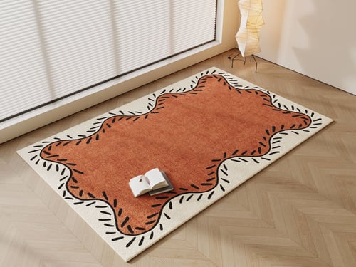 Vintage Mid Century Terracotta Decorative Carpet 3D model