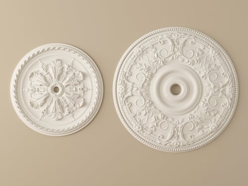 French Style Carved Gypsum Ceiling Medallion Set 3D model