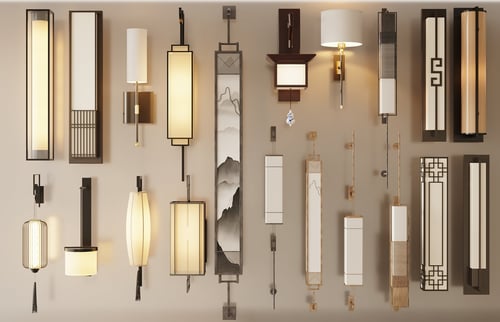 New Chinese Style Wall Lamp Set 3D model