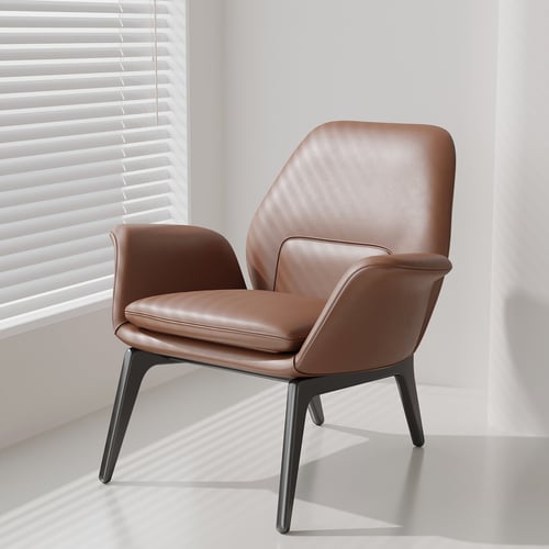 Modern Italian Style Brown Leather Armchair 3D model