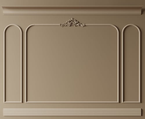 French Neoclassical Plaster Wall Molding with Carved Ornament 3D model