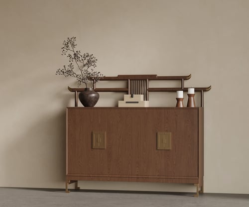 New Chinese Style Wooden Sideboard Entry Cabinet 3D model