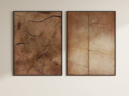 Wabi Sabi Mid Century Abstract Wall Art Set 3D model