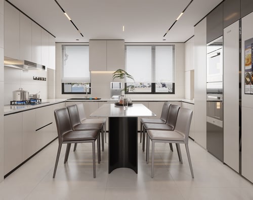 Modern Minimalist Kitchen and Dining Room Interior 3D model