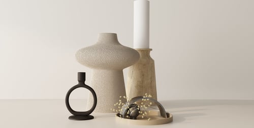 Modern Minimalist Decorative Set Vase Candle Holder Tray 3D model
