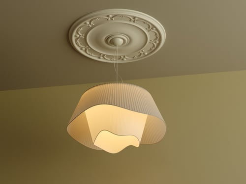 French Style Pleated Fabric Ceiling Lamp 3D model