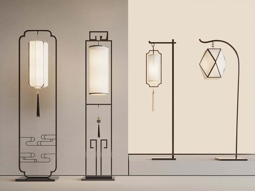 New Chinese Style Floor Lamp Set 3D model