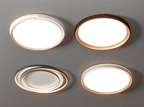 Modern Round LED Ceiling Lamp Set Minimalist Indoor Lighting 3D model