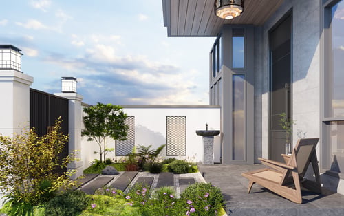 New Chinese Style Courtyard Garden Exterior Scene 3D model