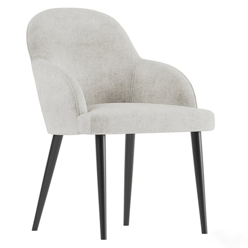Modern Light Grey Fabric Dining Chair with Black Metal Legs 3D model