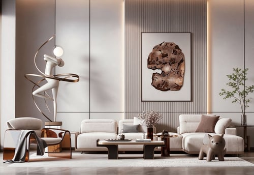 Modern Luxury Living Room with Sofa Set and Coffee Table 3D model