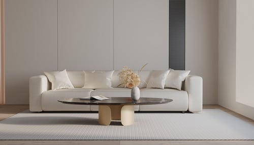 Modern Minimalist Living Room with Fabric Sofa and Marble Coffee Table 3D model