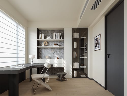 Modern Italian Style Home Study Work Room Interior 3D model