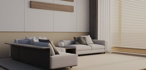 Modern L-shaped Fabric Leather Sectional Sofa Set 3D model