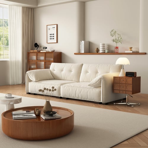 Wabi Sabi Cream Style Living Room With Fabric Sofa 3D model