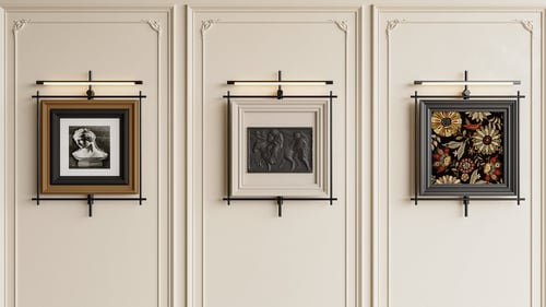 French Vintage Decorative Frame Set with Wall Sconces 3D model