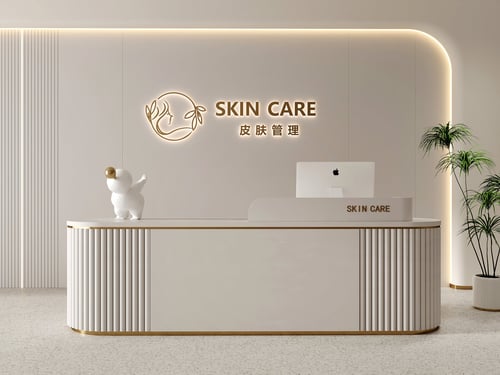 Modern Cream Style Beauty Salon Reception Desk Scene 3D model