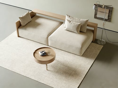 Modern Minimalist Sofa Set with Coffee Table and Floor Lamp 3D model