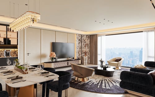 Modern Italian Luxury Living and Dining Room 3D model