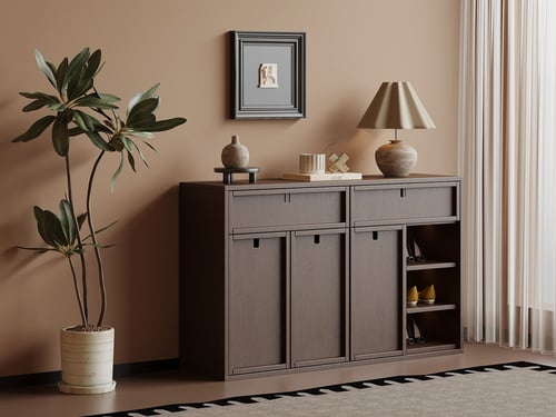 Mid-century Vintage Wooden Hallway Shoe Cabinet 3D model