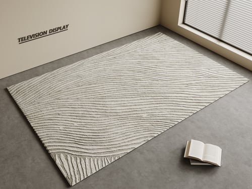 Modern Minimalist Cream Style Wavy Textured Living Room Carpet 3D model