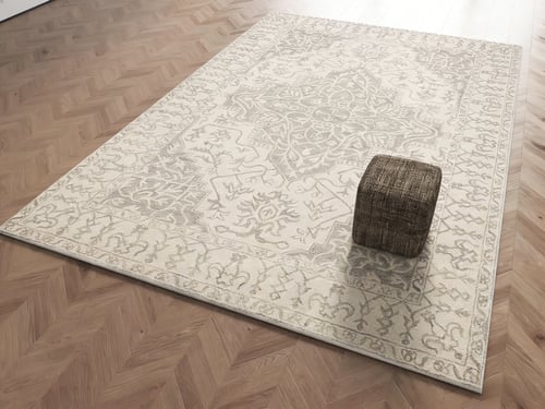 Vintage Wabi Sabi Cream Tone Living Room Area Rug 3D model