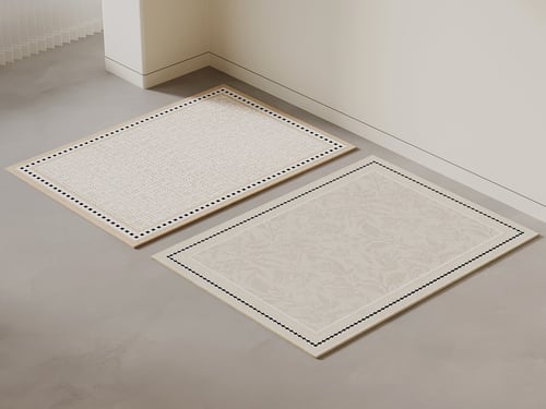 Modern Vintage Beige Rectangular Carpet Set 3D model