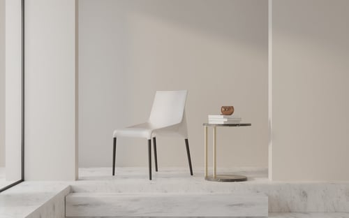 Modern Minimalist White Dining Chair with Marble Side Table 3D model