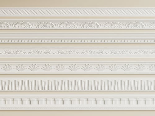 French Vintage Decorative Plaster Molding Set 3D model