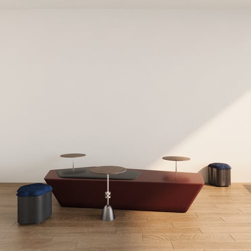 Modern Minimalist Sofa Set with Side Tables and Stools 3D model
