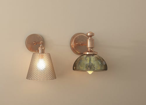 Vintage American Brass Glass Wall Sconce Set 3D model