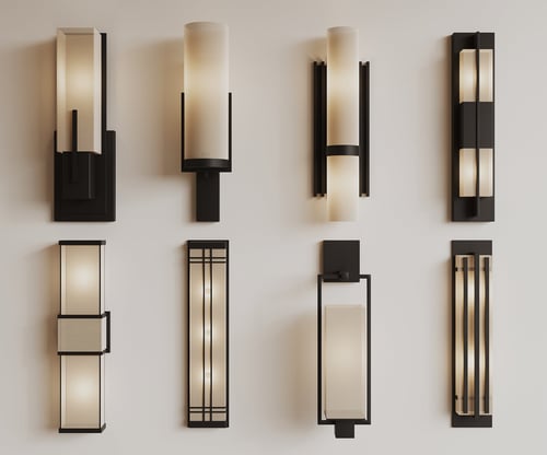 Modern Chinese Style Wall Lamp Set 3D model