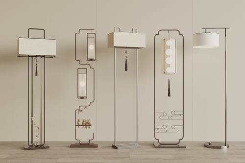 New Chinese Style Floor Lamp Set 3D model