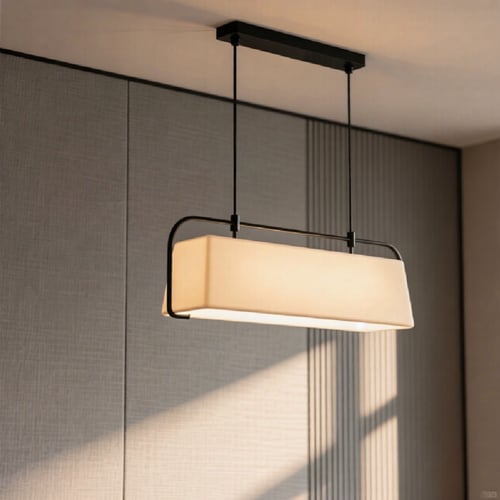 Modern Rectangular Fabric Shade Pendant Ceiling Lamp 3D model