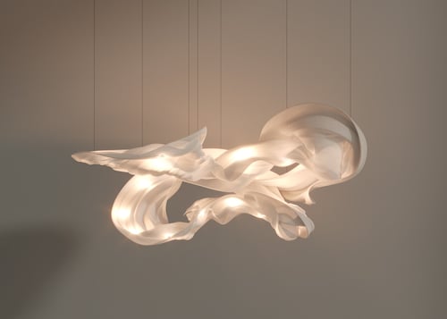 Artistic Fabric Flowing Ceiling Chandelier Modern Luxury 3D model