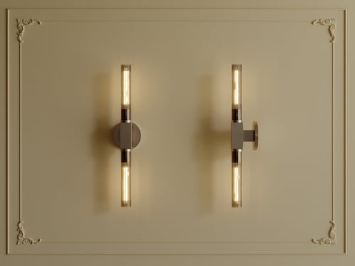 Modern Vertical Ribbed Glass Wall Sconce Lamp 3D model
