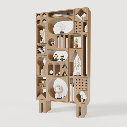 Wooden Kids Toy Storage Display Shelf 3D model